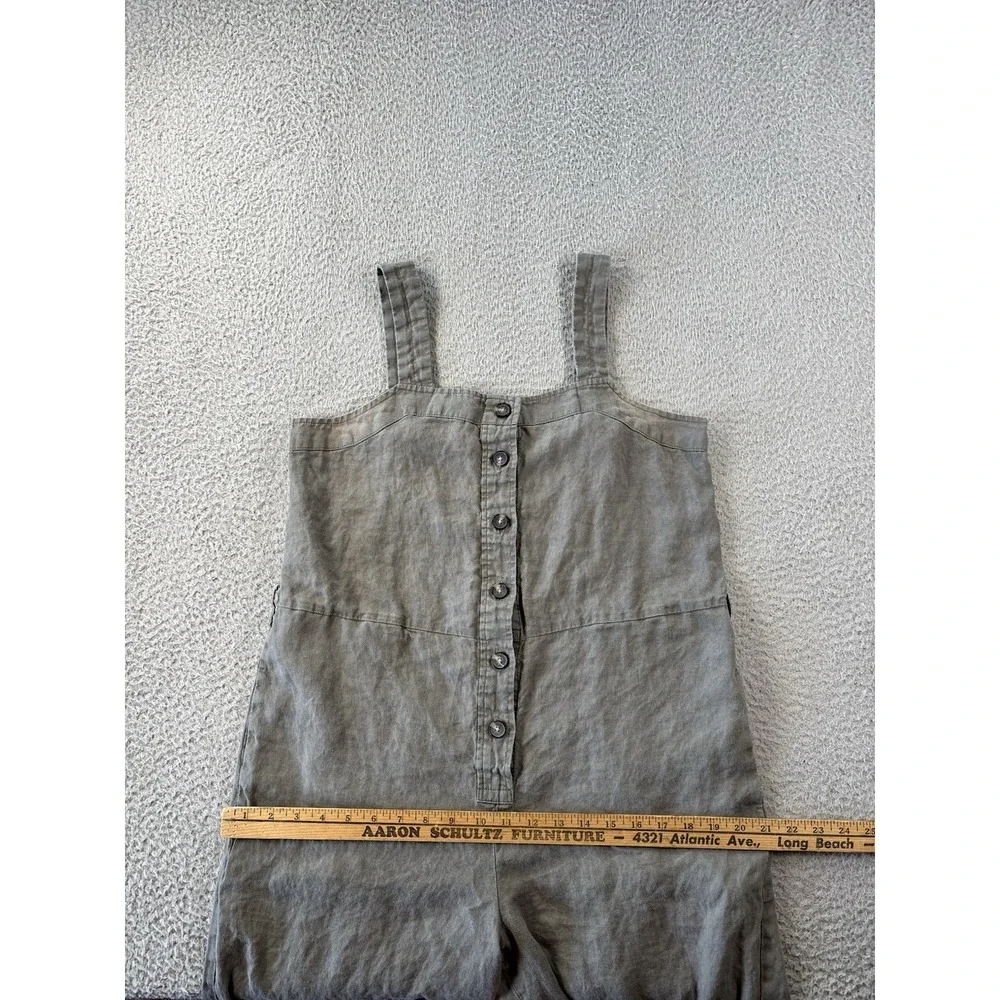 Everlane Linen Picnic Jumpsuit Size 6 Green Sleeveless Wide Leg *Flaws